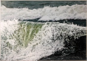 "The Wave Falters", 21"h x 31"w, acrylic on multiple acrylic panels, © Jess Hurley Scott